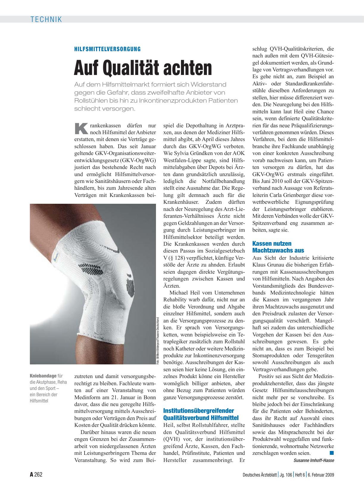 Vorschauseite 1: Hilfsmittelversorgung: Auf Qualität achten