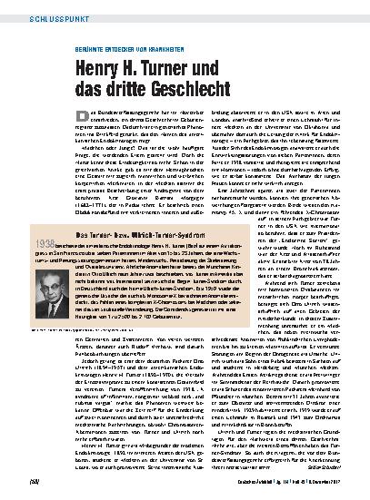 Vorschauseite 1: Berühmte Entdecker von Krankheiten: Henry H. Turner und das dritte Geschlecht