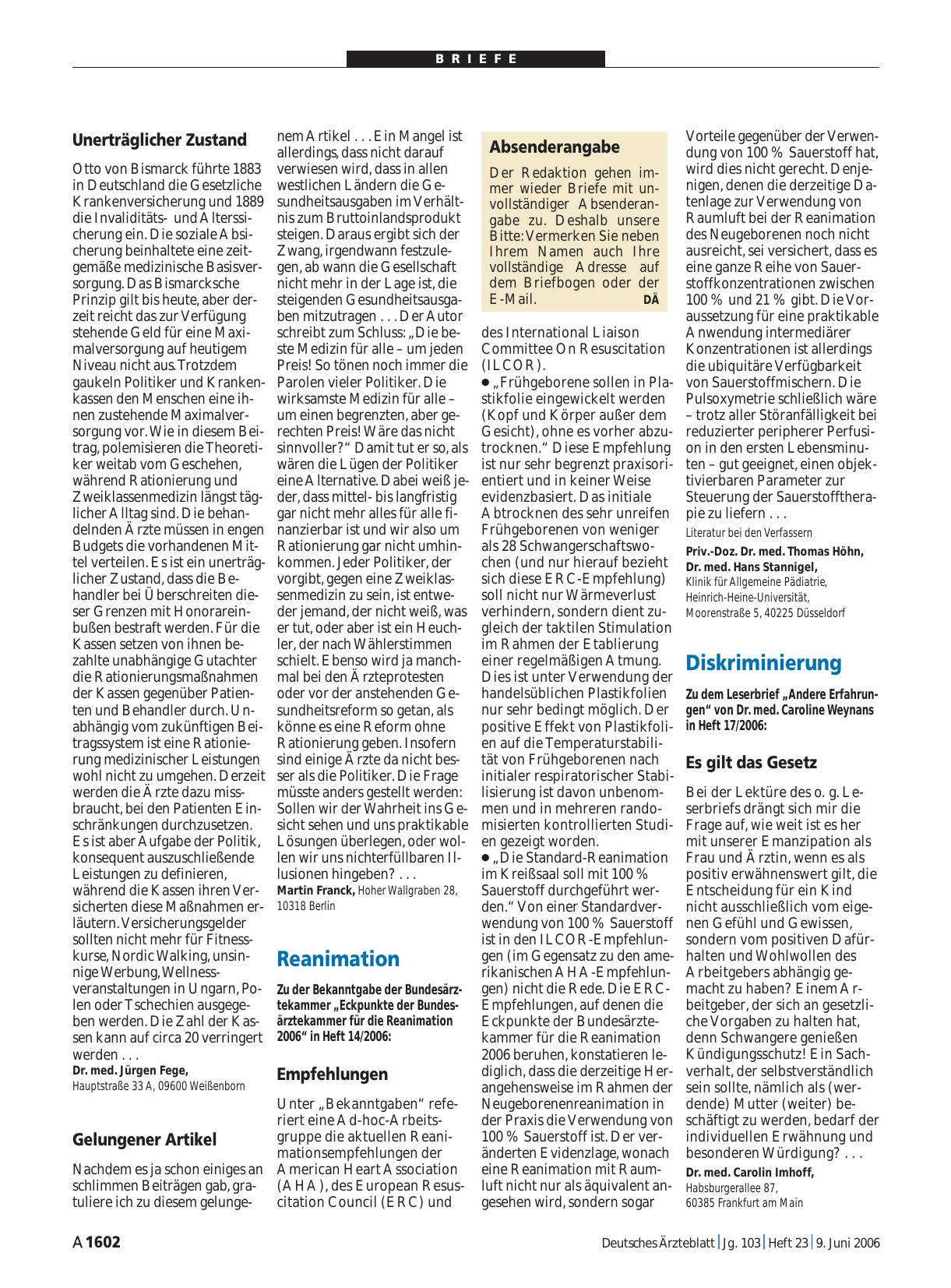 Vorschauseite 1: Reanimation: Empfehlungen