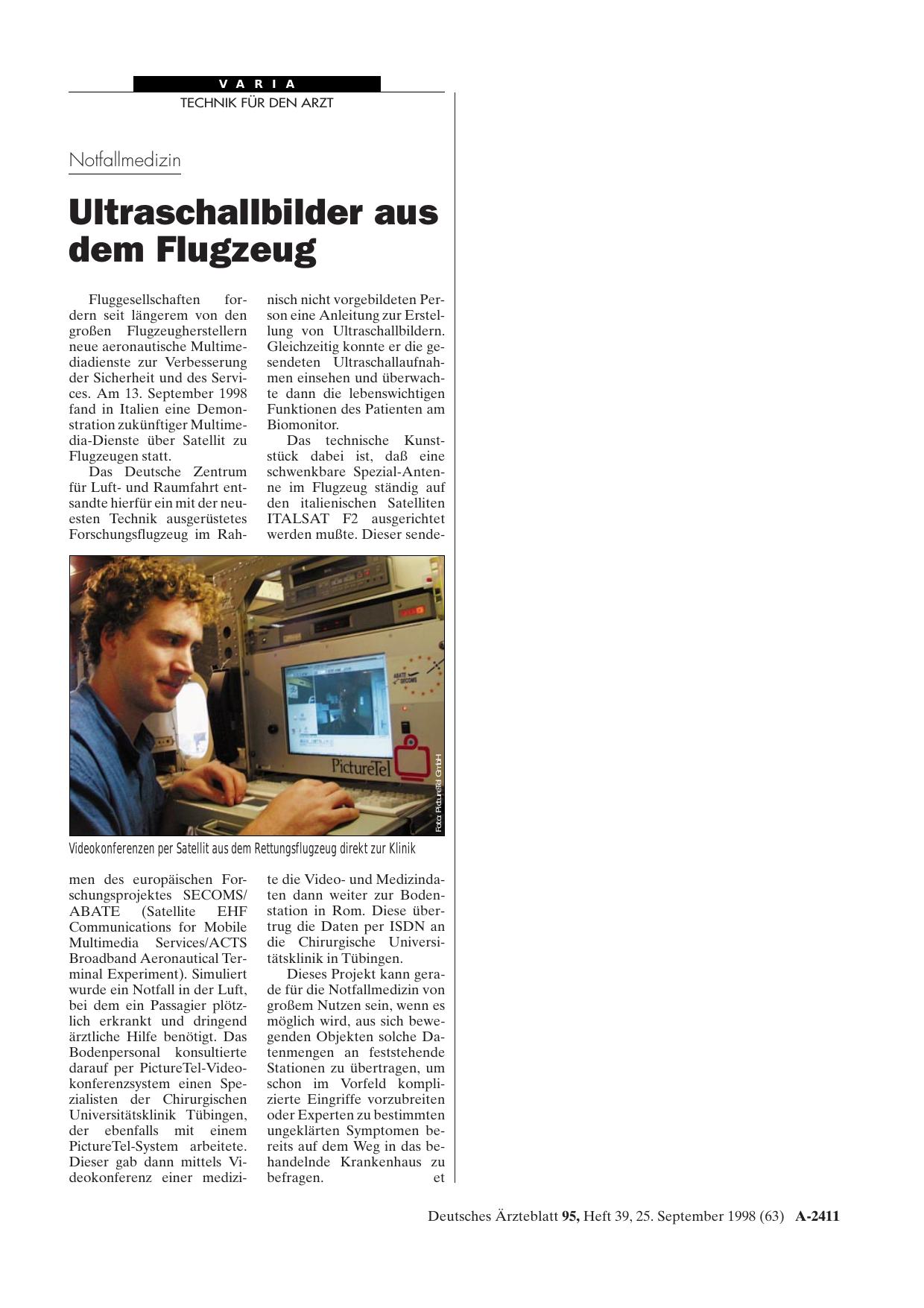 Vorschauseite 1: Notfallmedizin: Ultraschallbilder aus dem Flugzeug