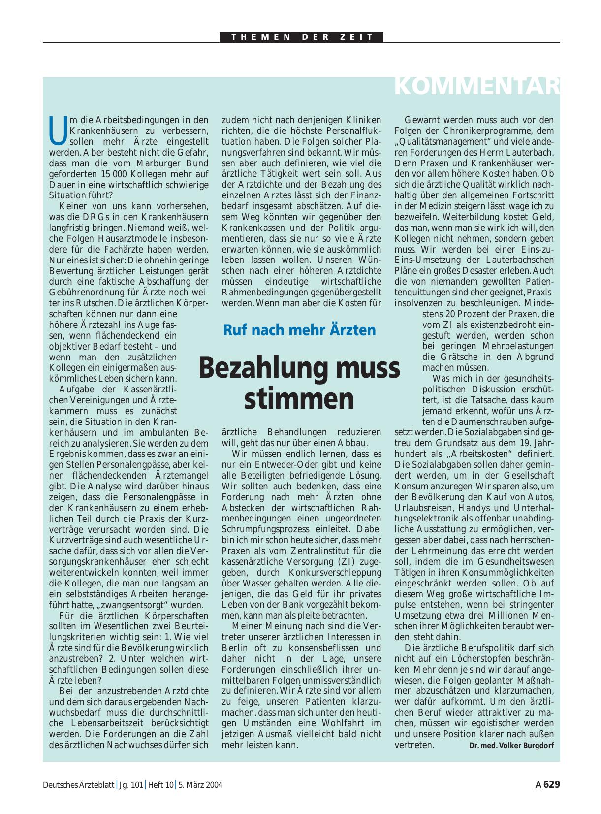 Vorschauseite 1: Ruf nach mehr Ärzten: Bezahlung muss stimmen