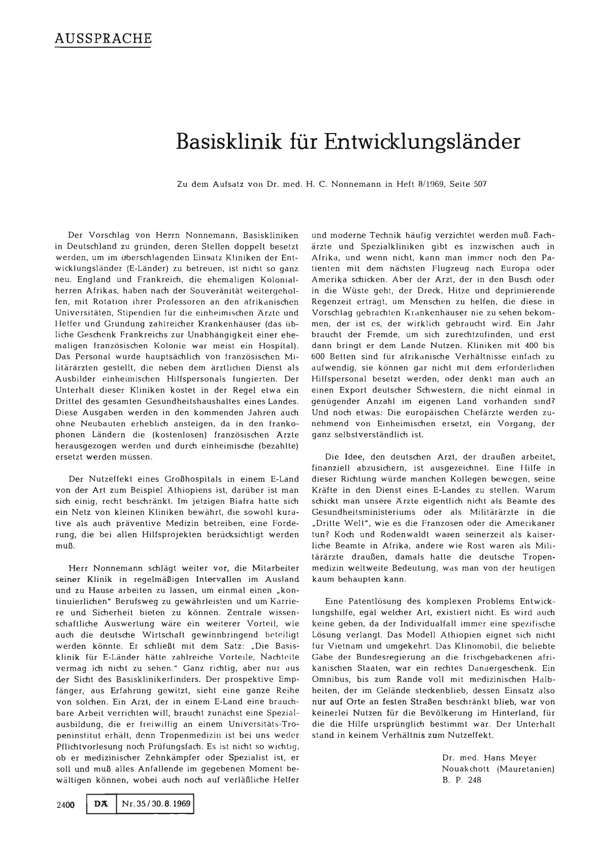Vorschauseite 1: Basisklinik für Entwicklungsländer