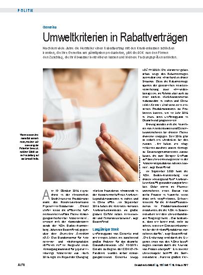 Vorschauseite 1: Generika: Umweltkriterien in Rabattverträgen