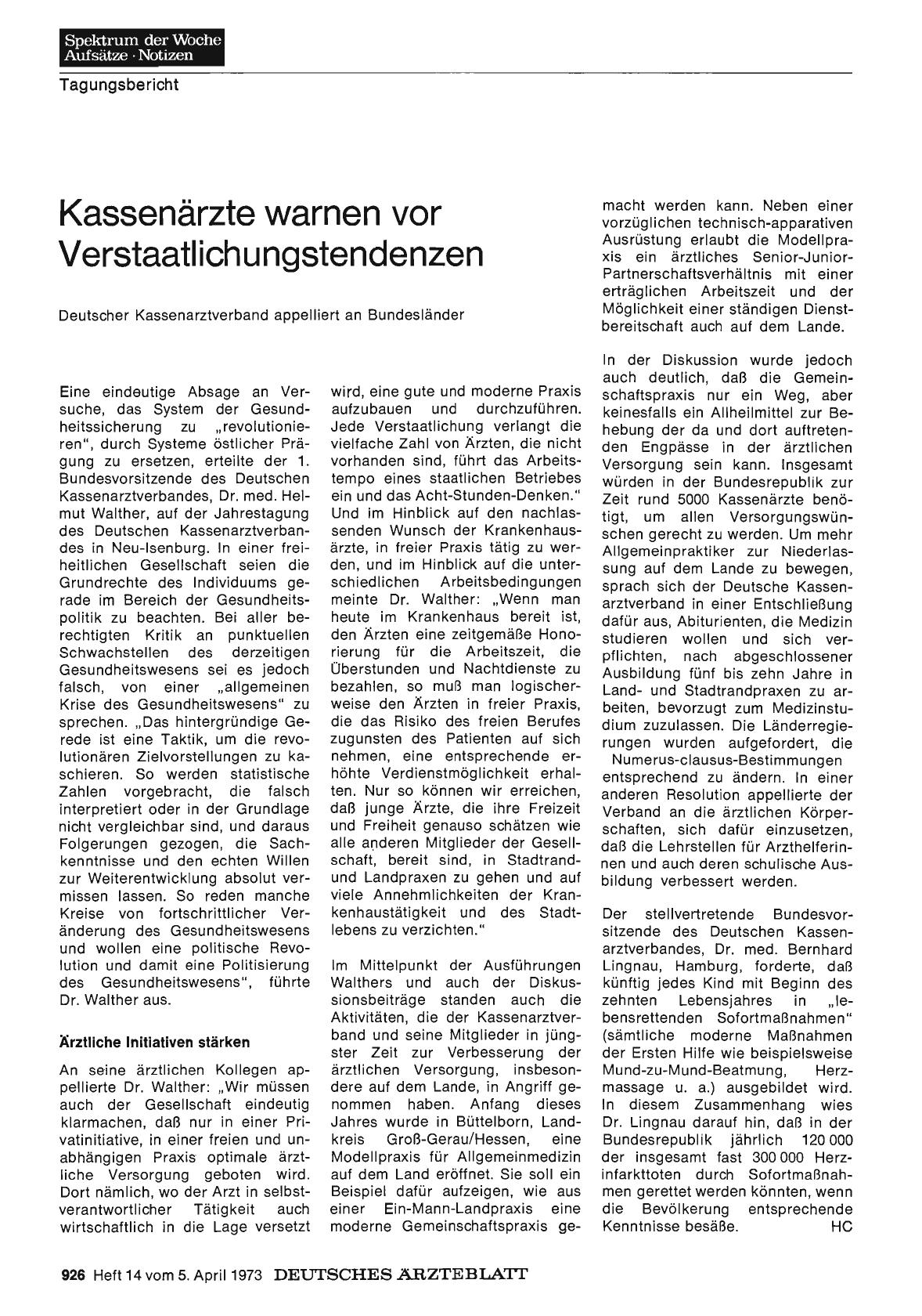 Vorschauseite 1: Kassenärzte warnen vor Verstaatlichungstendenzen: Deutscher Kassenarztverband appelliert an Bundesländer