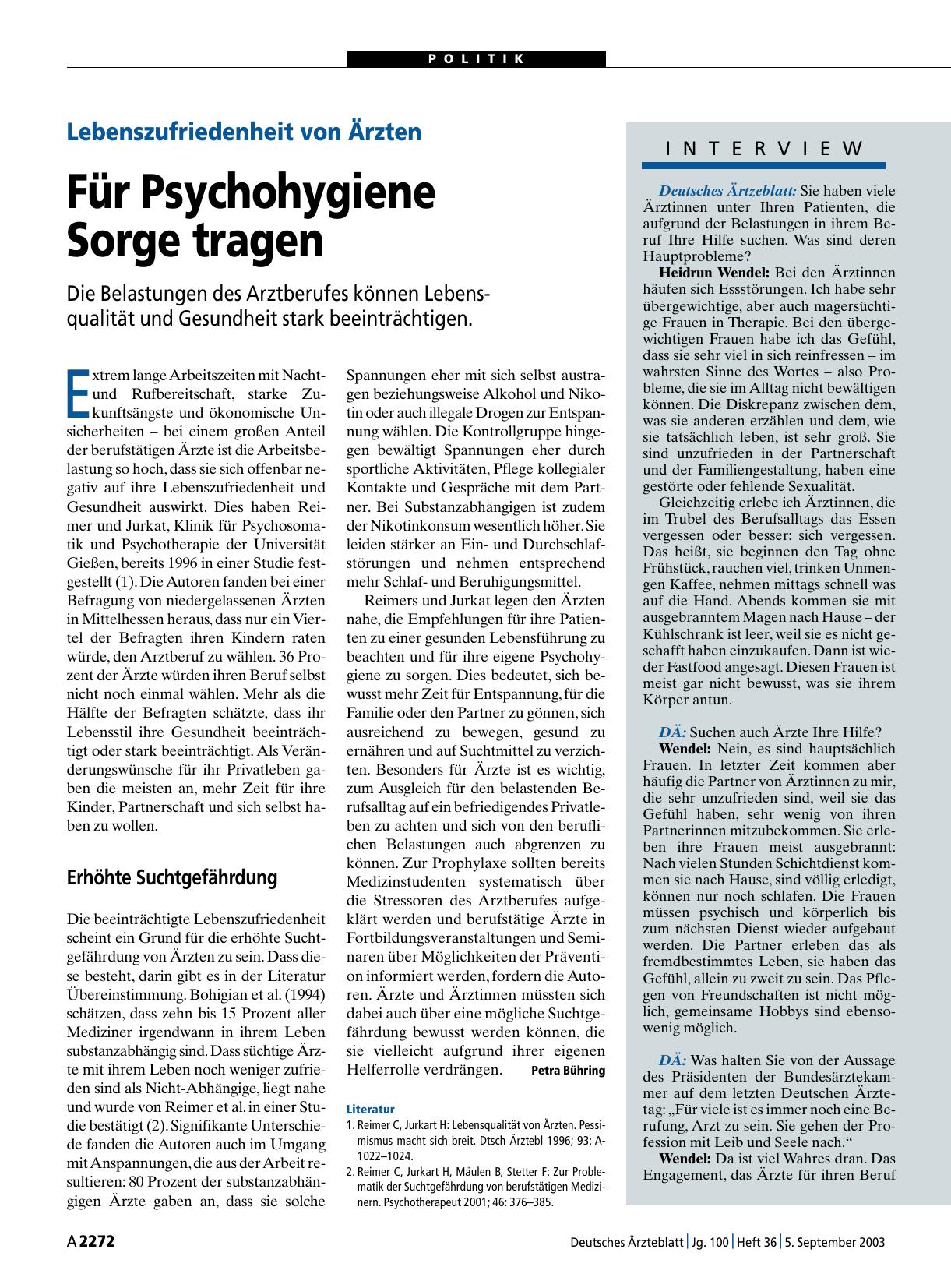 Vorschauseite 1: Lebenszufriedenheit von Ärzten: Für Psychohygiene Sorge tragen