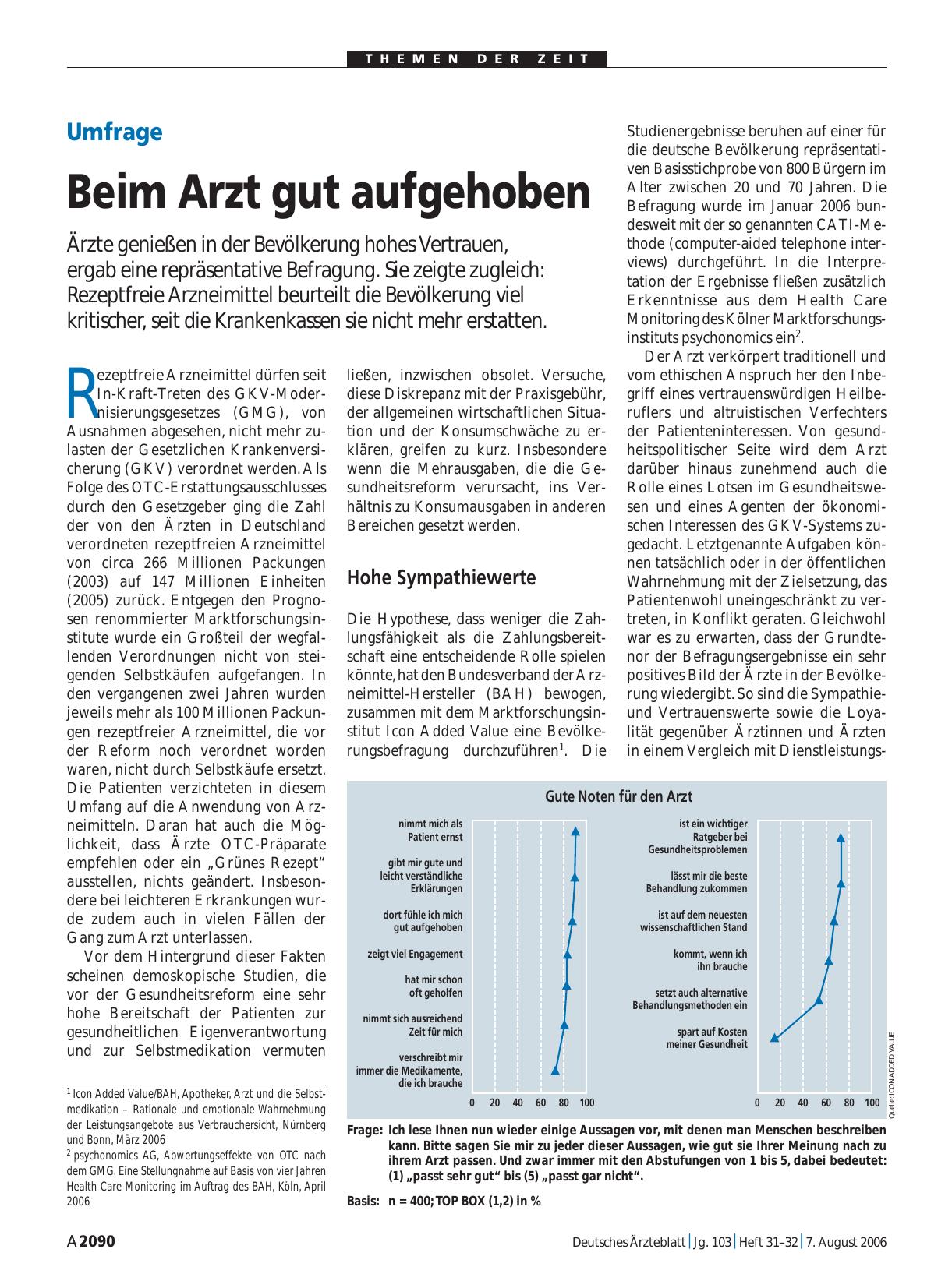 Vorschauseite 1: Umfrage: Beim Arzt gut aufgehoben