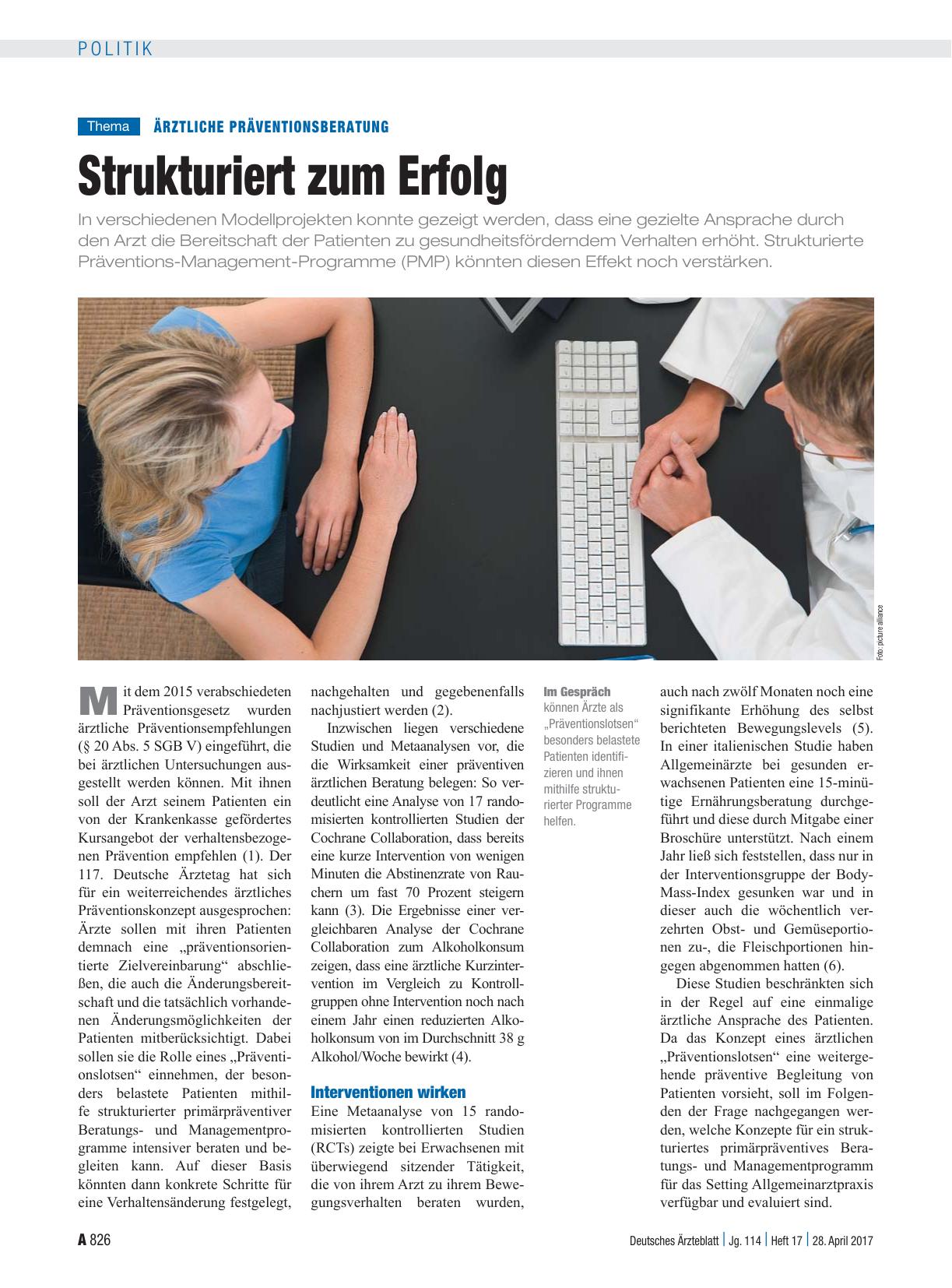 Vorschauseite 1: Ärztliche Präventionsberatung: Strukturiert zum Erfolg