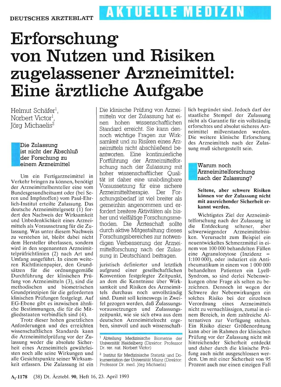 Vorschauseite 1: Erforschung von Nutzen und Risiken zugelassener Arzneimittel: Eine ärztliche Aufgabe