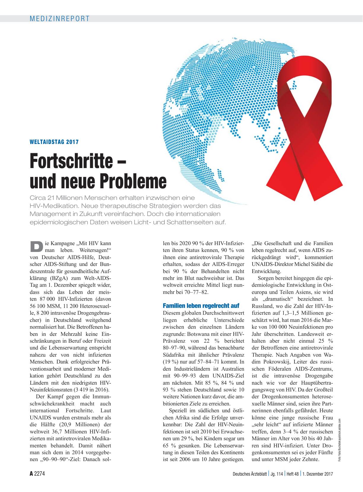 Vorschauseite 1: Weltaidstag 2017: Fortschritte – und neue Probleme