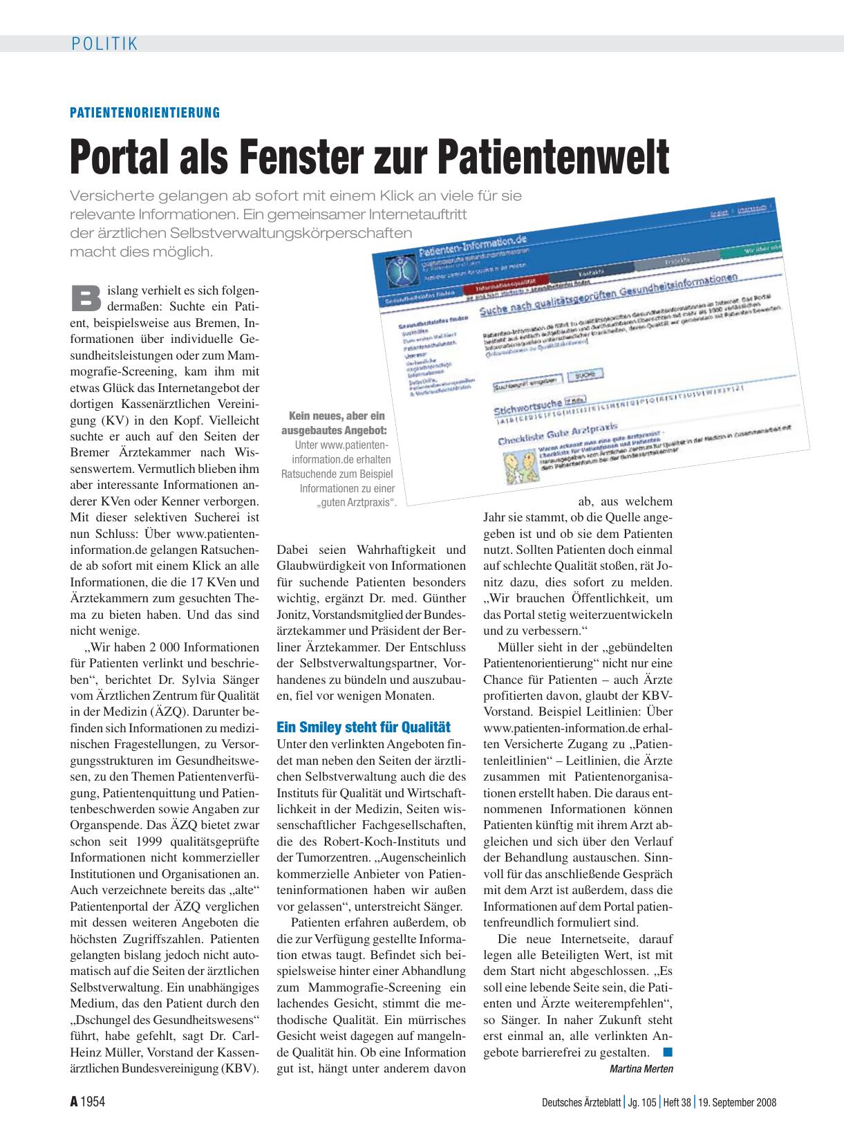 Vorschauseite 1: Patientenorientierung: Portal als Fenster zur Patientenwelt