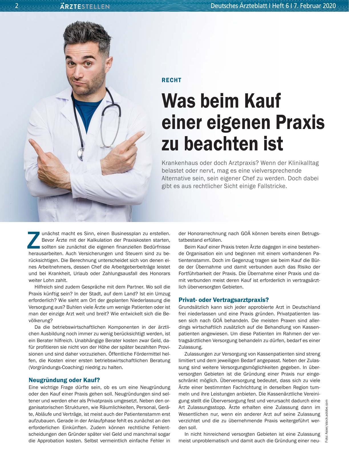 Vorschauseite 1: Recht: Was beim Kauf einer eigenen Praxis zu beachten ist