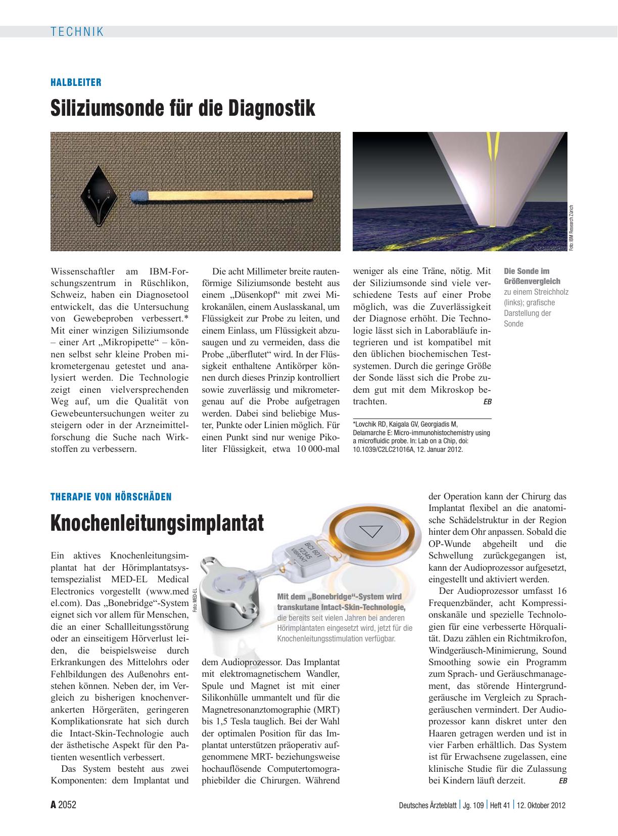 Vorschauseite 1: Halbleiter: Siliziumsonde für die Diagnostik