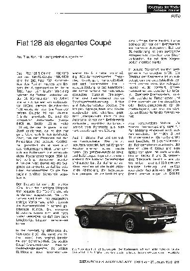 Vorschauseite 1: Fiat 128 als elegantes Coupé: Aus Tradition mit Handgashebel ausgestattet