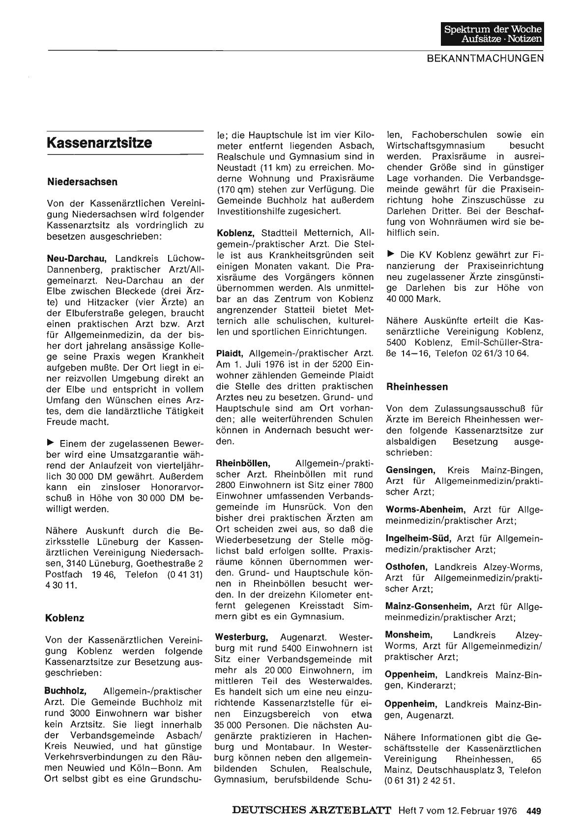 Vorschauseite 1: Kassenarztsitze