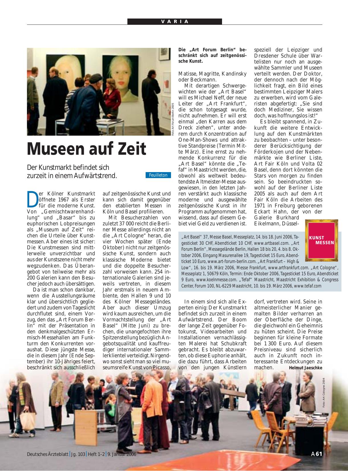 Vorschauseite 1: Museen auf Zeit