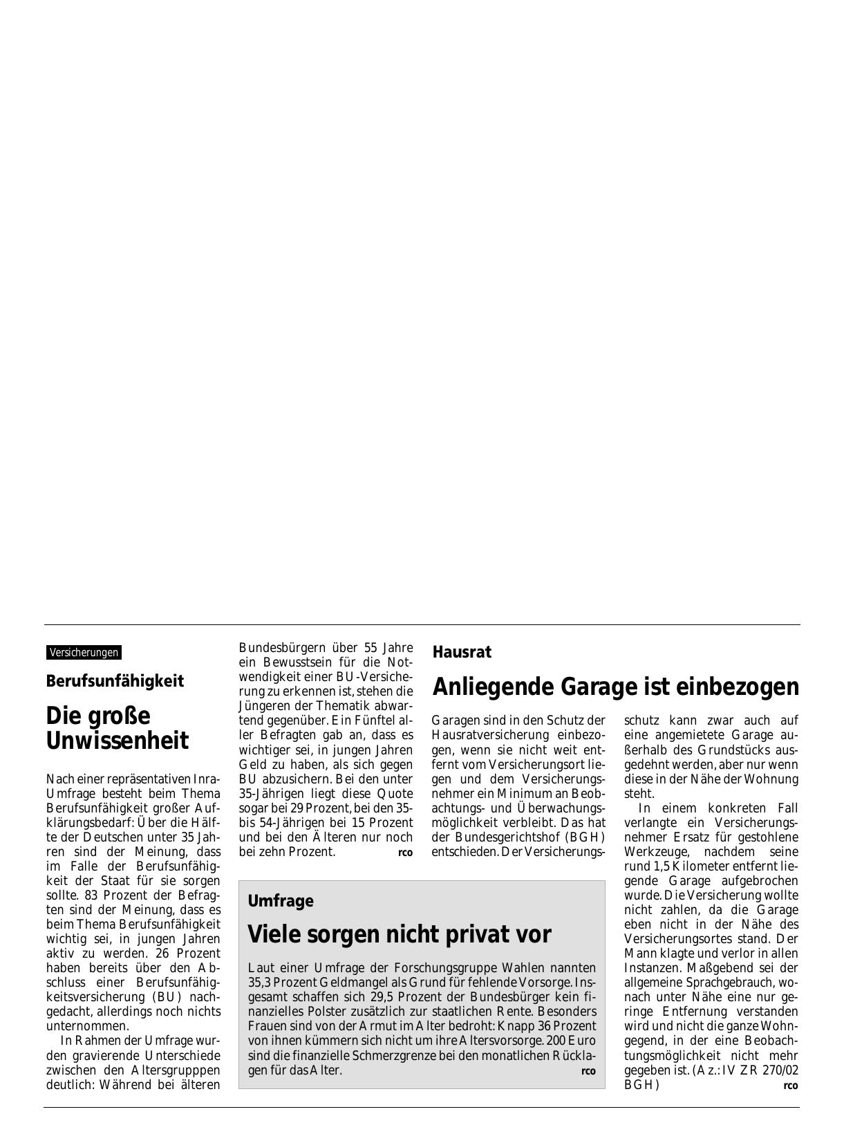 Vorschauseite 1: Berufsunfähigkeit: Die große Unwissenheit