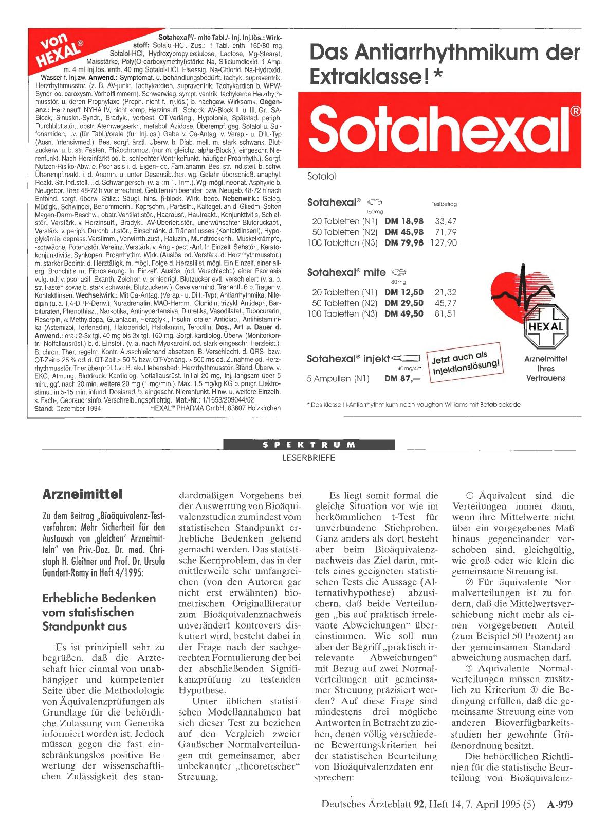 Vorschauseite 1: Arzneimittel: Erhebliche Bedenken vom statistischen Standpunkt aus
