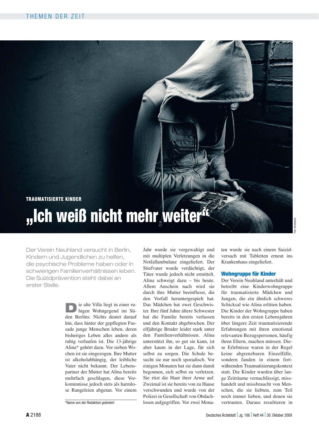 Vorschauseite 1: Traumatisierte Kinder: „Ich weiß nicht mehr weiter“