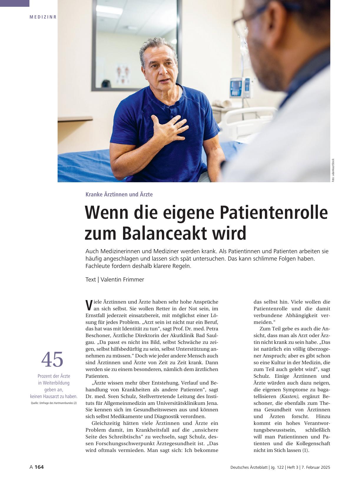Vorschauseite 1: Kranke Ärztinnen und Ärzte: Wenn die eigene Patientenrolle zum Balanceakt wird