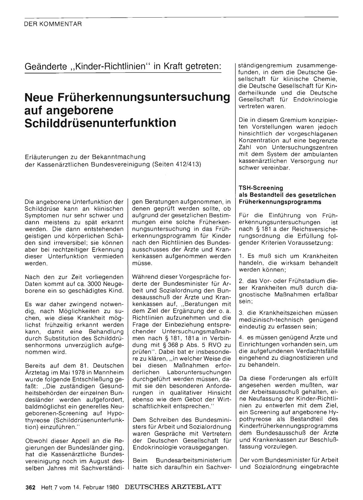 Vorschauseite 1: Geänderte „Kinder-Richtlinien“ in Kraft getreten: Neue Früherkennungsuntersuchung auf angeborene Schilddrüsenunterfunktion