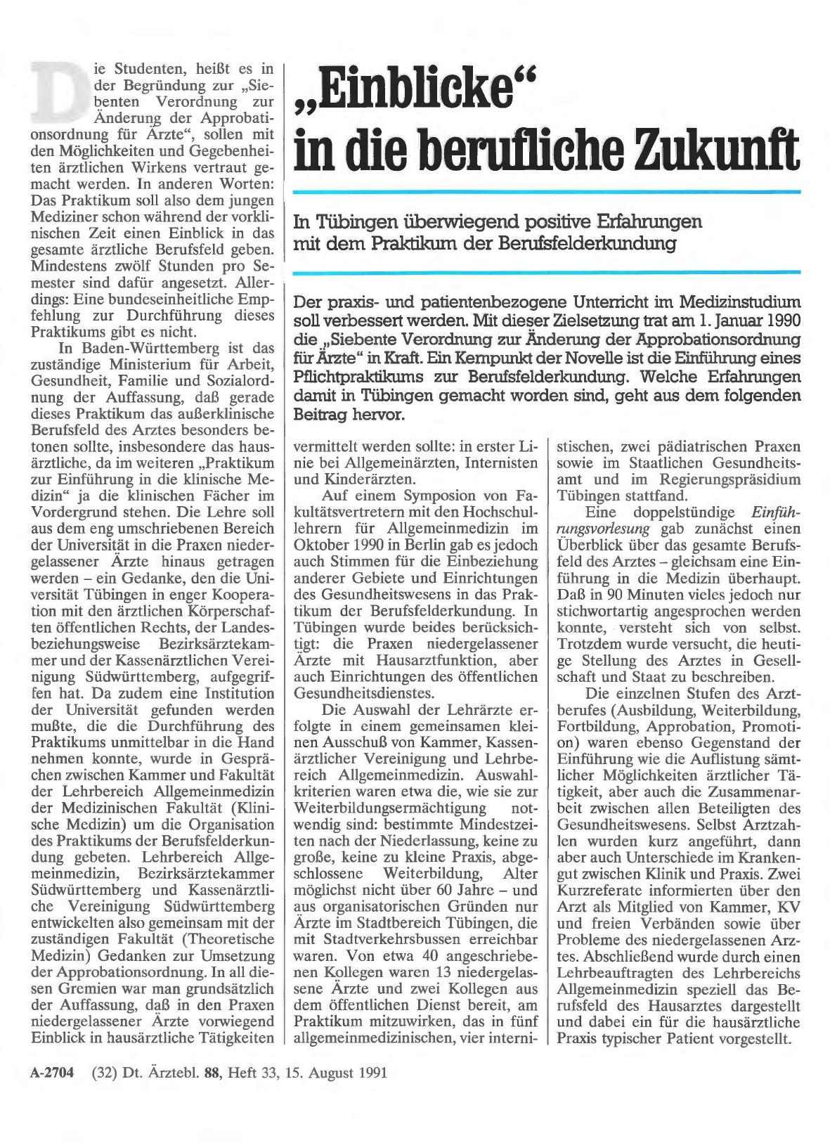 Vorschauseite 1: „Einblicke“ in die berufliche Zukunft