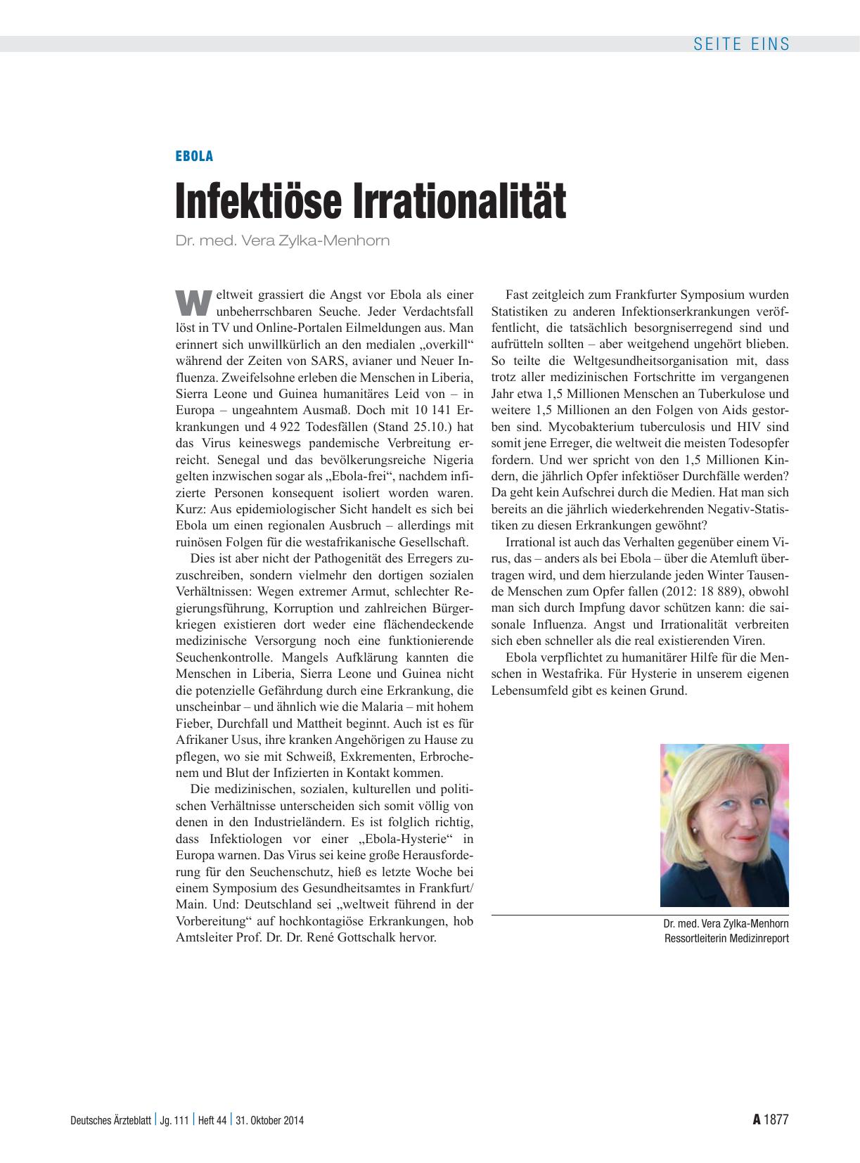 Vorschauseite 1: Ebola: Infektiöse Irrationalität