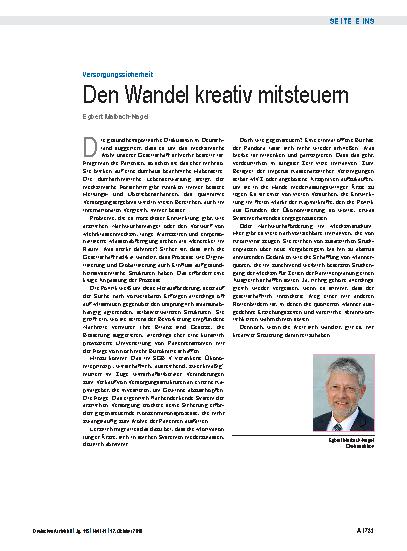 Vorschauseite 1: Versorgungssicherheit: Den Wandel kreativ mitsteuern