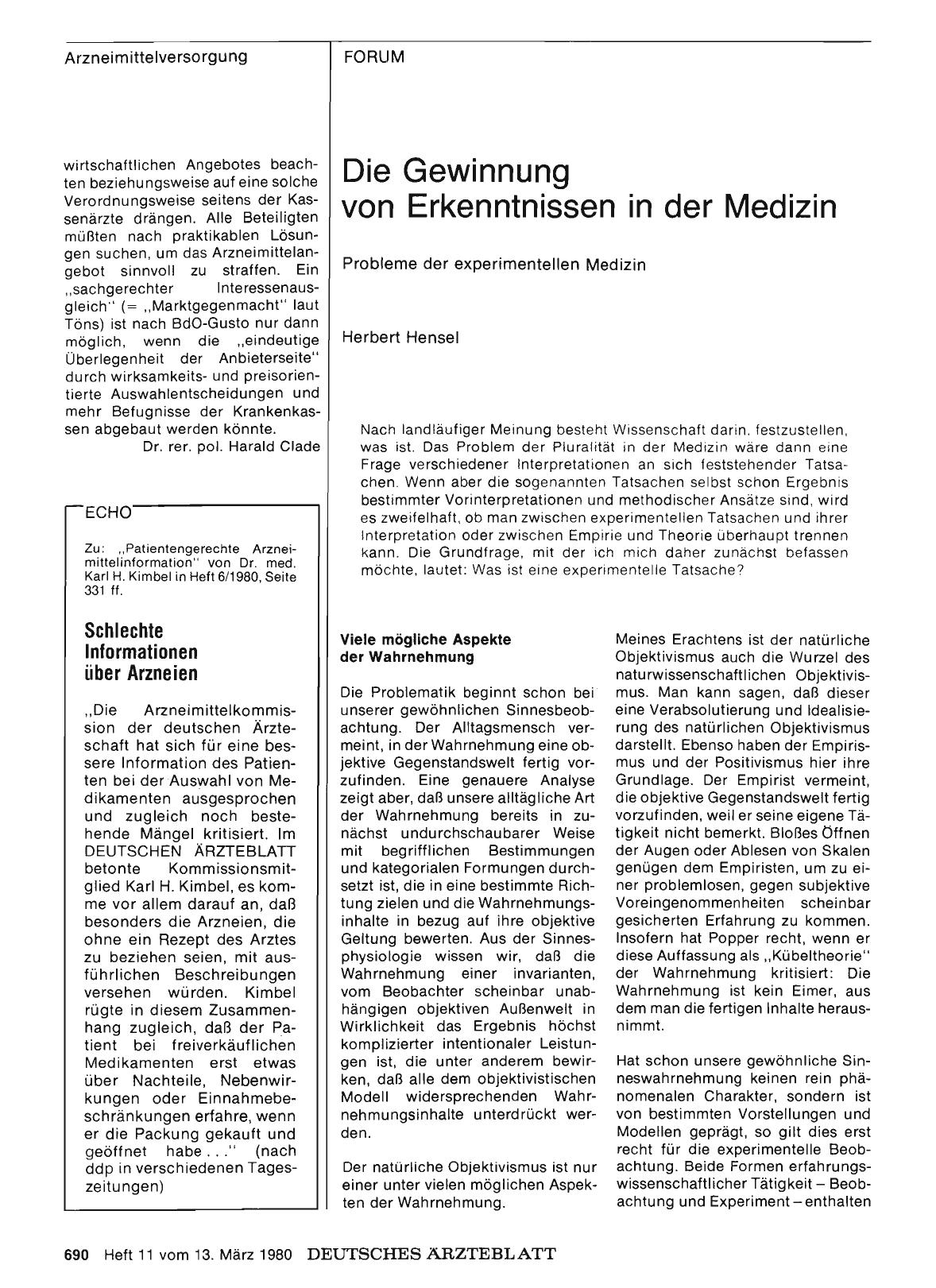 Vorschauseite 1: Die Gewinnung von Erkenntnissen in der Medizin