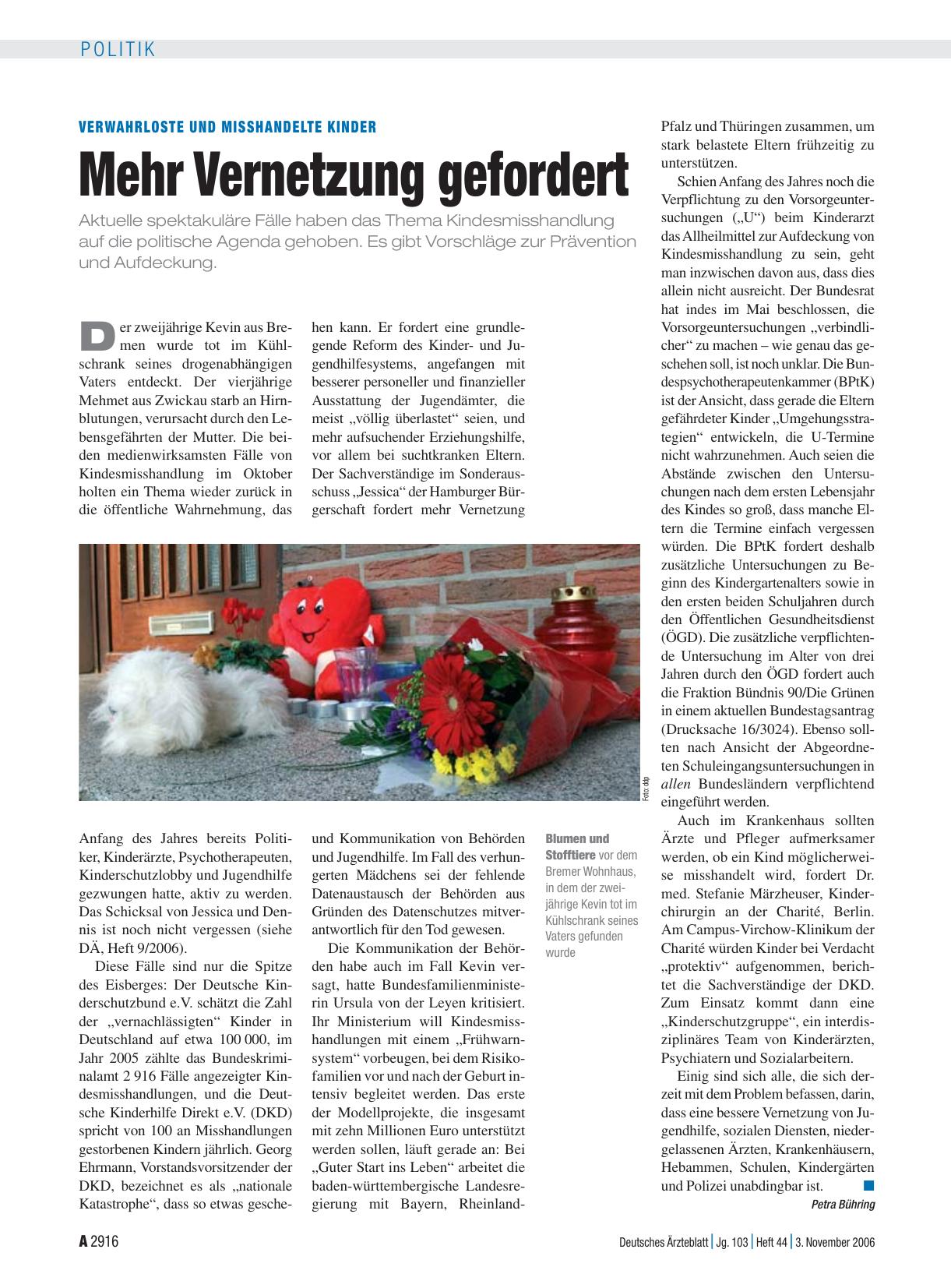 Vorschauseite 1: Verwahrloste und misshandelte Kinder: Mehr Vernetzung gefordert