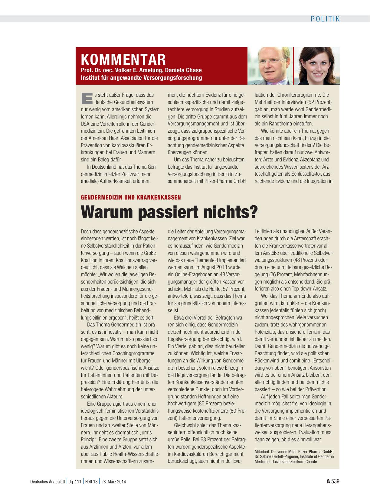 Vorschauseite 1: Gendermedizin und Krankenkassen: Warum passiert nichts?