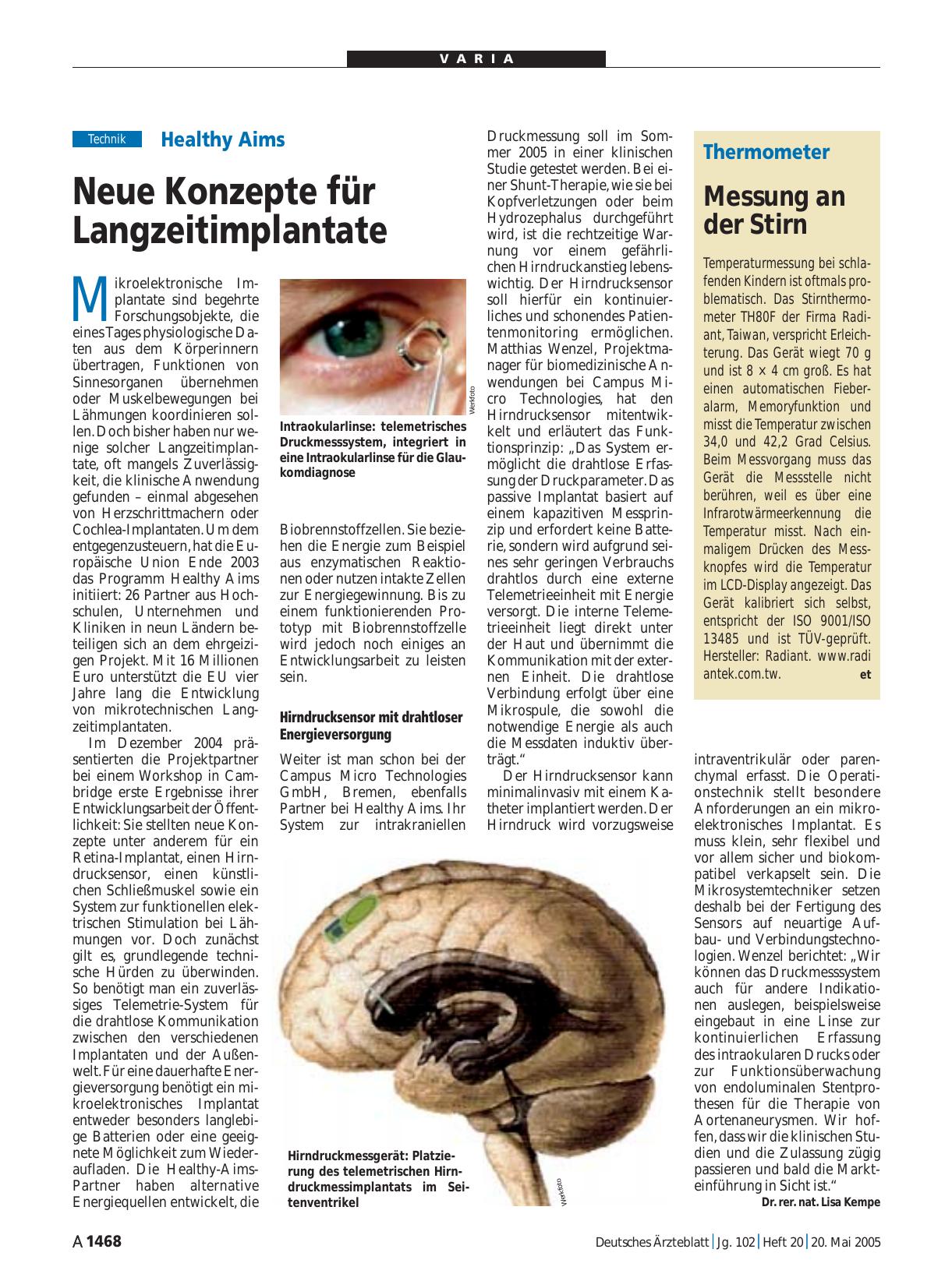 Vorschauseite 1: Thermometer: Messung an der Stirn