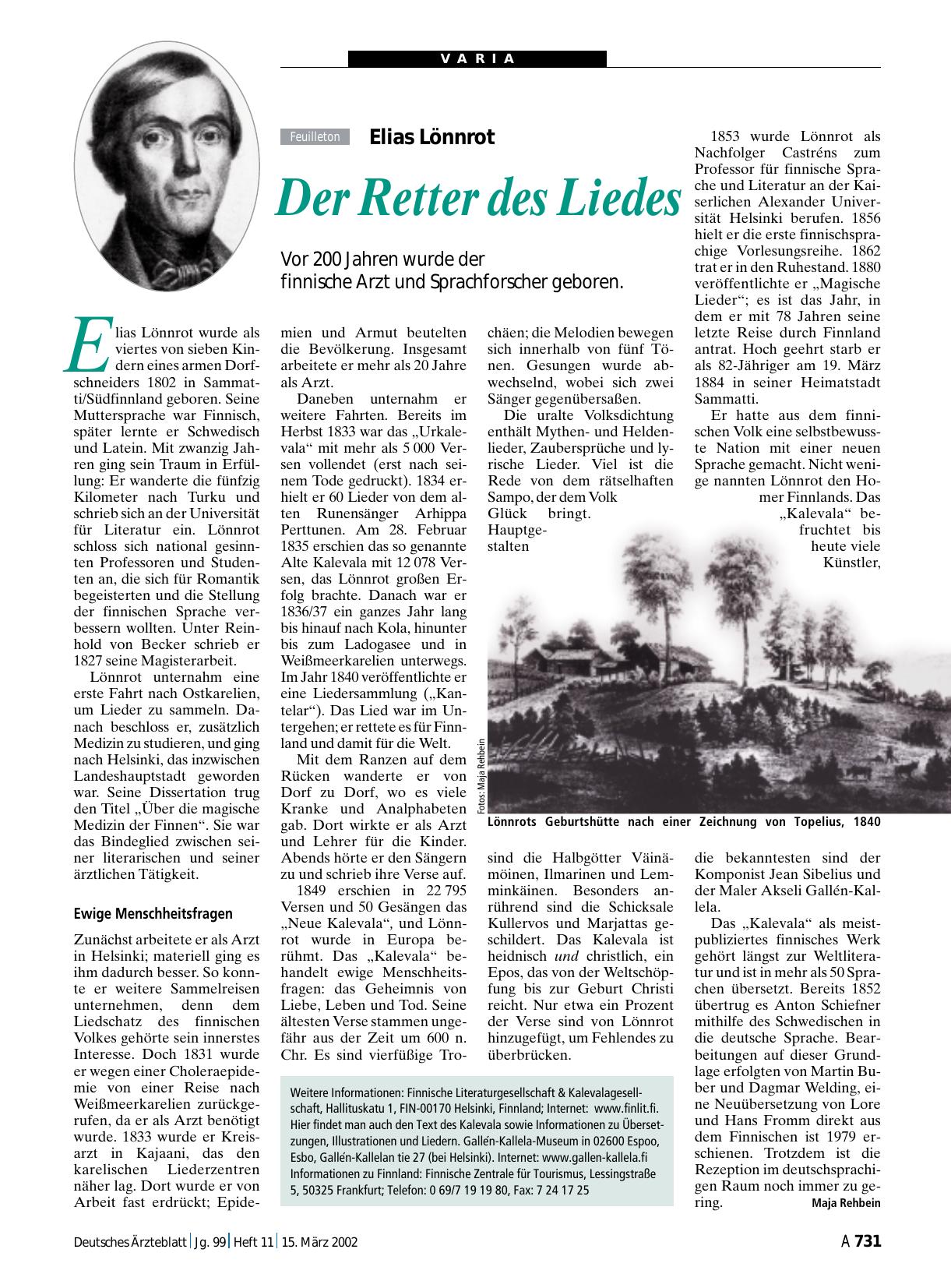 Vorschauseite 1: Elias Lönnrot: Der Retter des Liedes