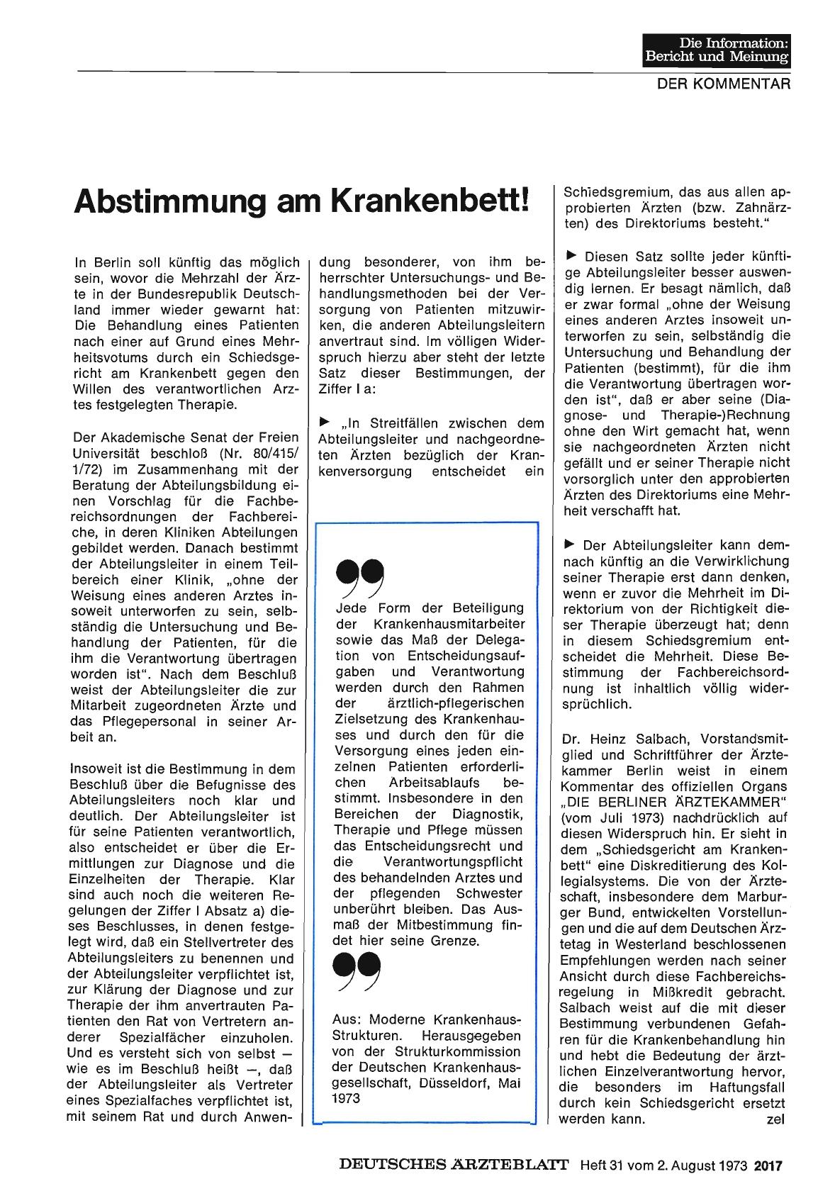 Vorschauseite 1: Abstimmung am Krankenbett!