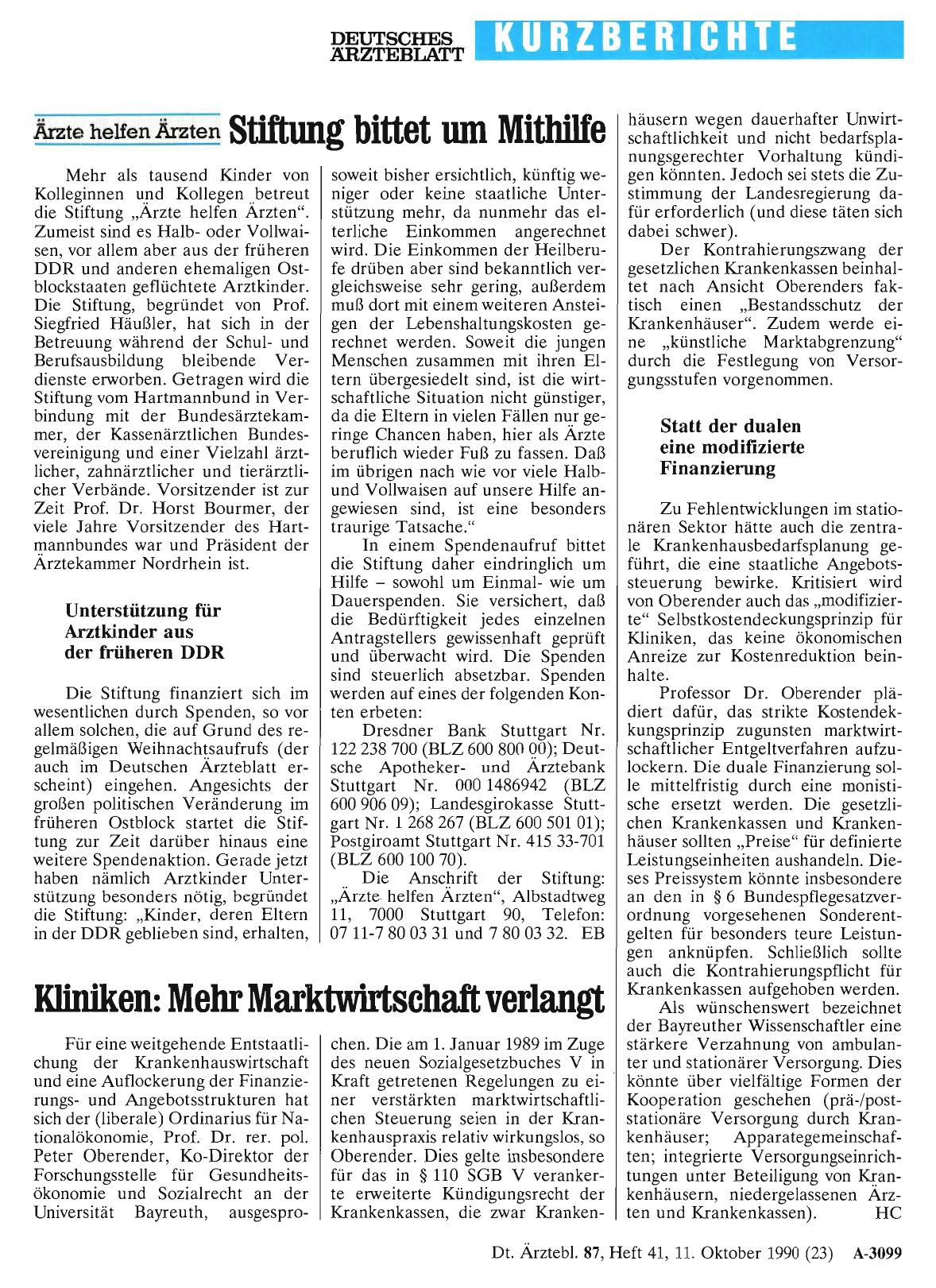 Vorschauseite 1: Kliniken: Mehr Marktwirtschaft verlangt