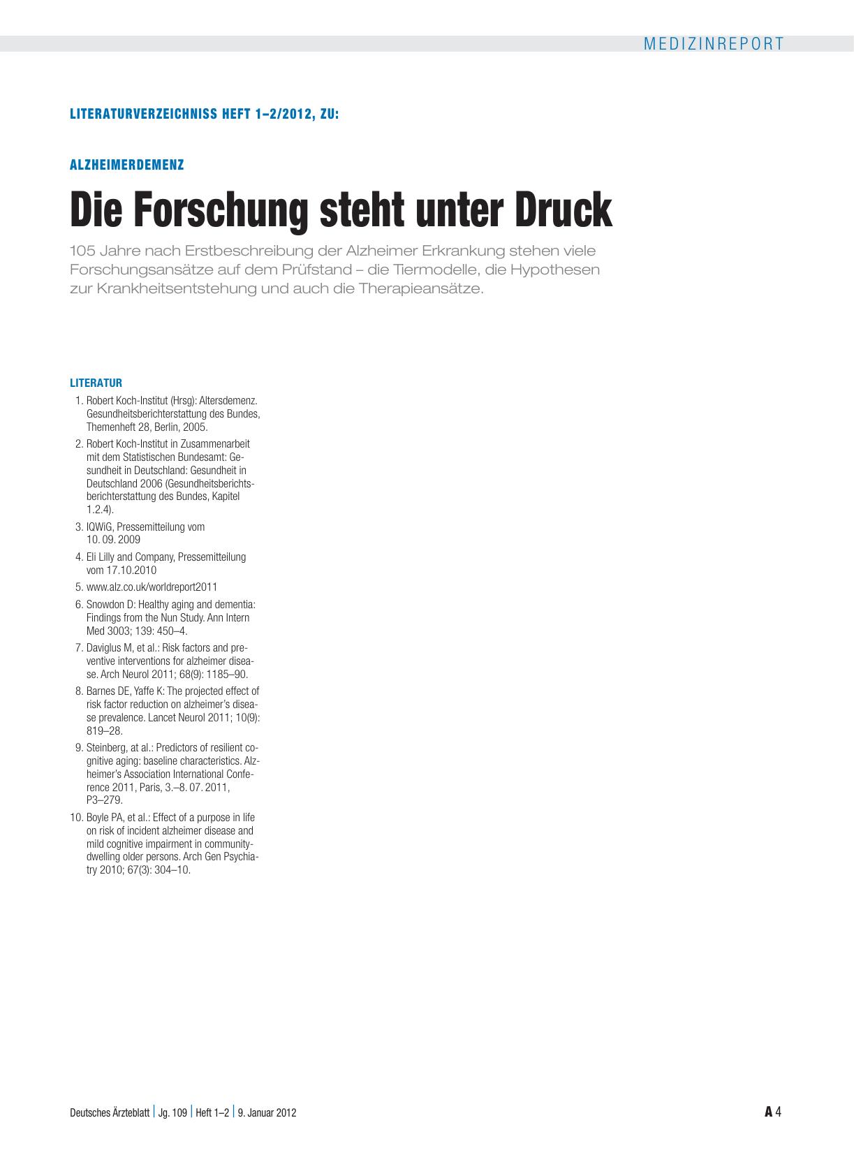Vorschauseite 4: Alzheimer-Demenz: Die Forschung steht unter Druck