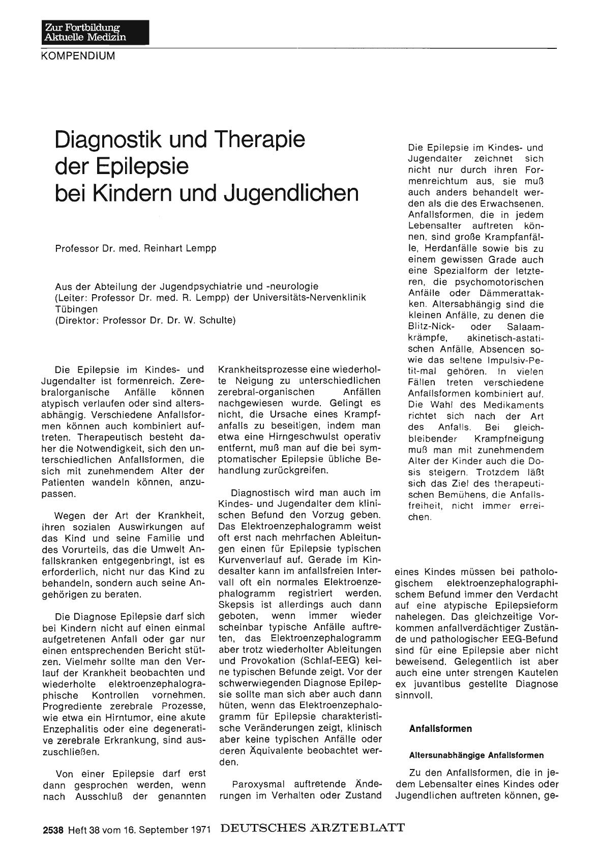 Vorschauseite 1: Diagnostik und Therapie der Epilepsie bei Kindern und Jugendlichen