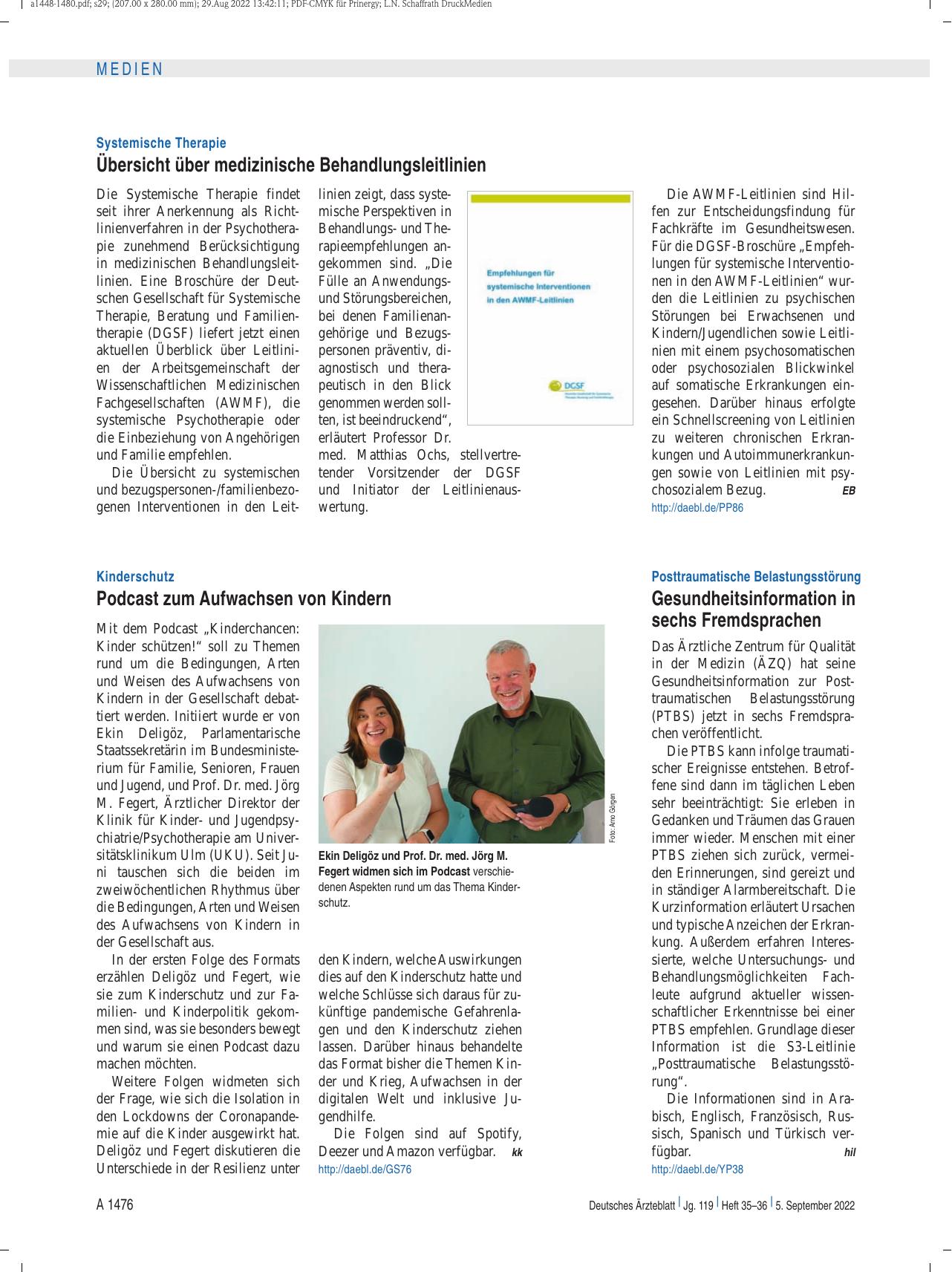 Vorschauseite 1: Systemische Therapie: Übersicht über medizinische Behandlungsleitlinien