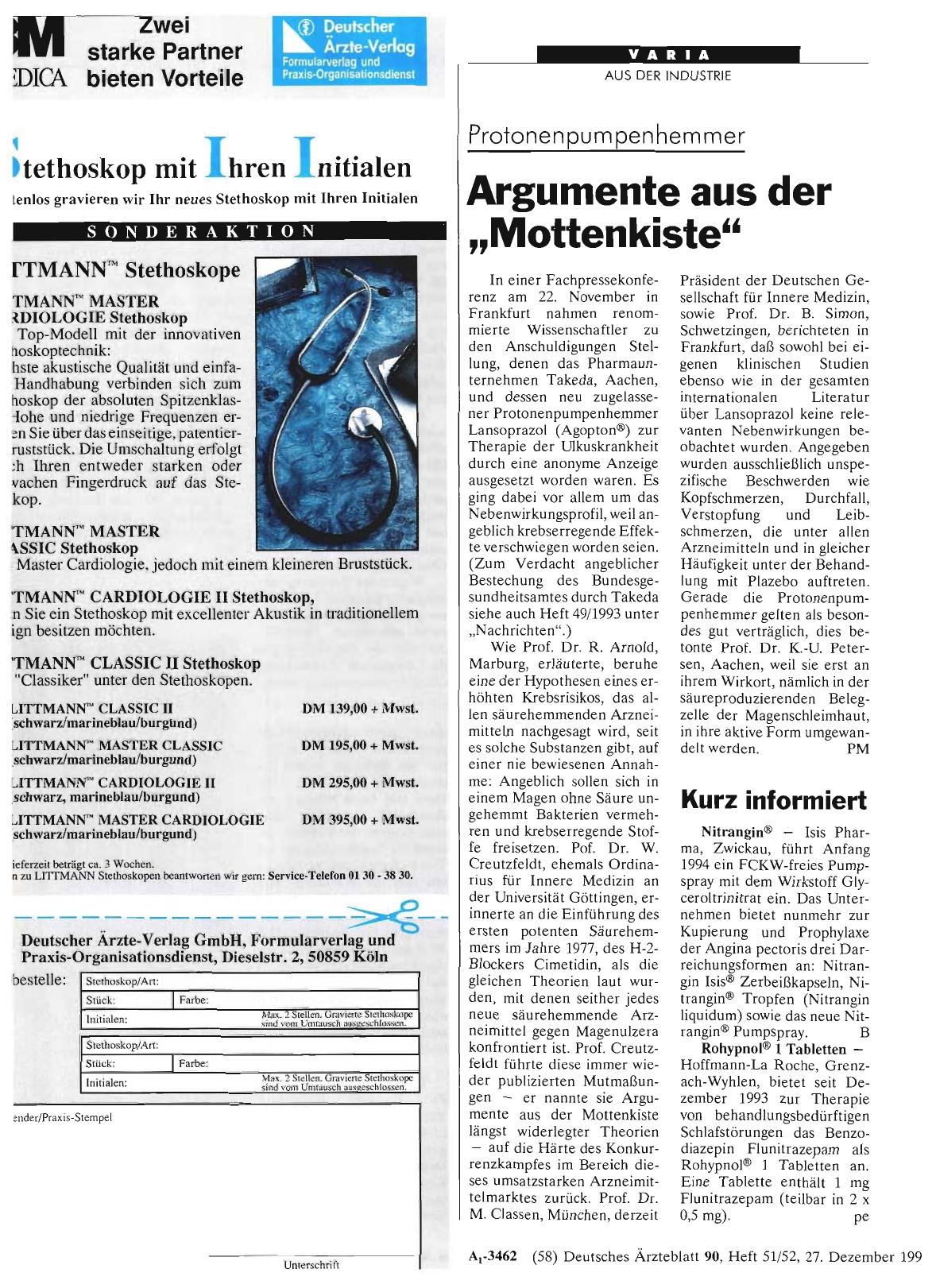 Vorschauseite 1: Protonenpumpenhemmer Argumente aus der „Mottenkiste“