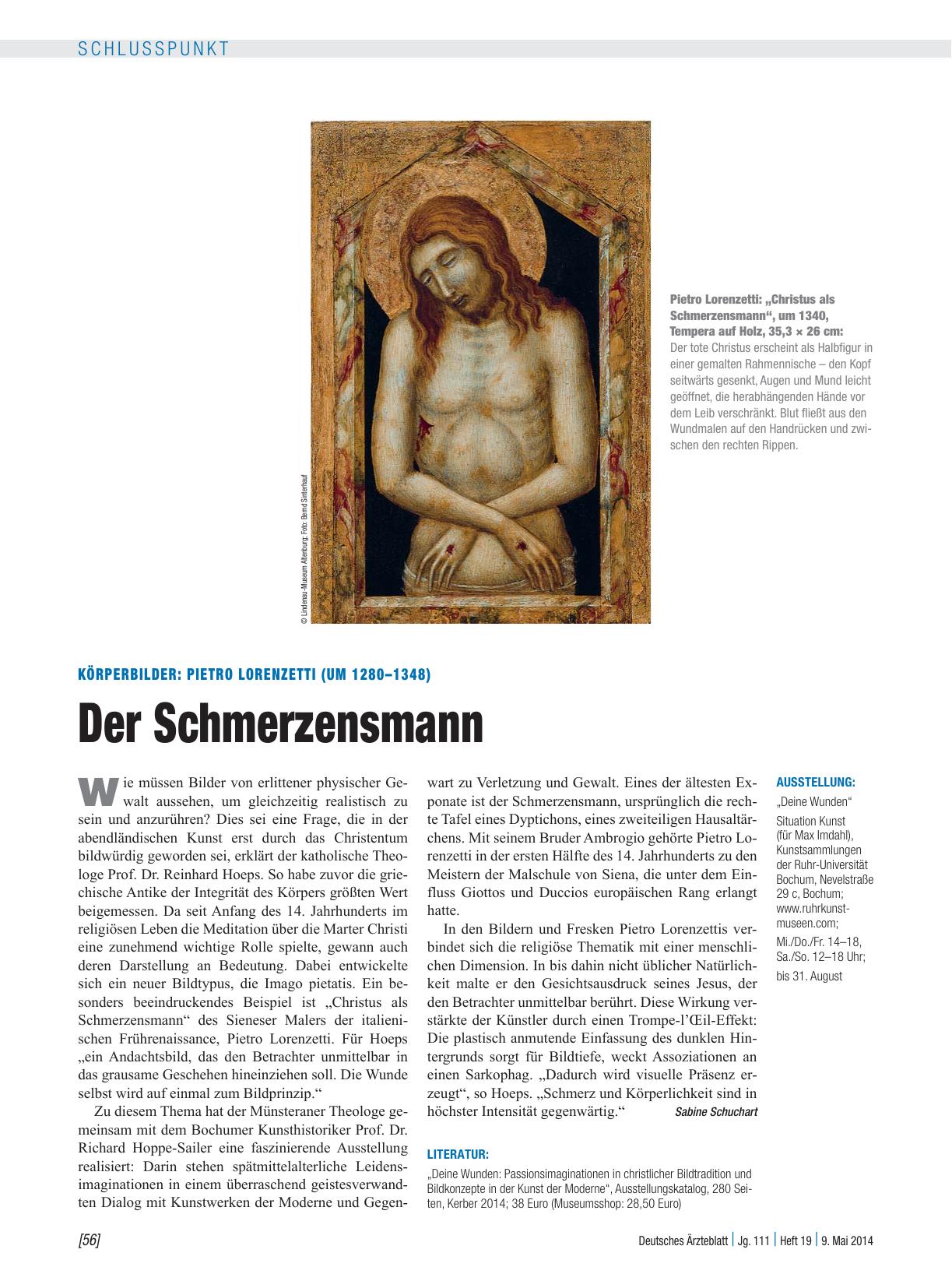 Vorschauseite 1: Körperbilder: Pietro Lorenzetti (um 1280 – 1348) – Der Schmerzensmann