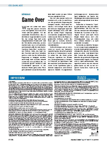 Vorschauseite 1: Börsebius: Game Over