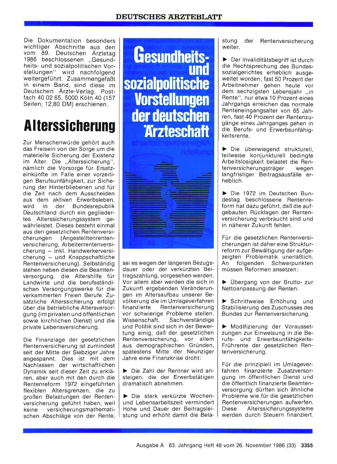 Vorschauseite 1: Gesundheitsund sozialpolitische Vorstellungen der deutschen Ärzteschaft: Alterssicherung