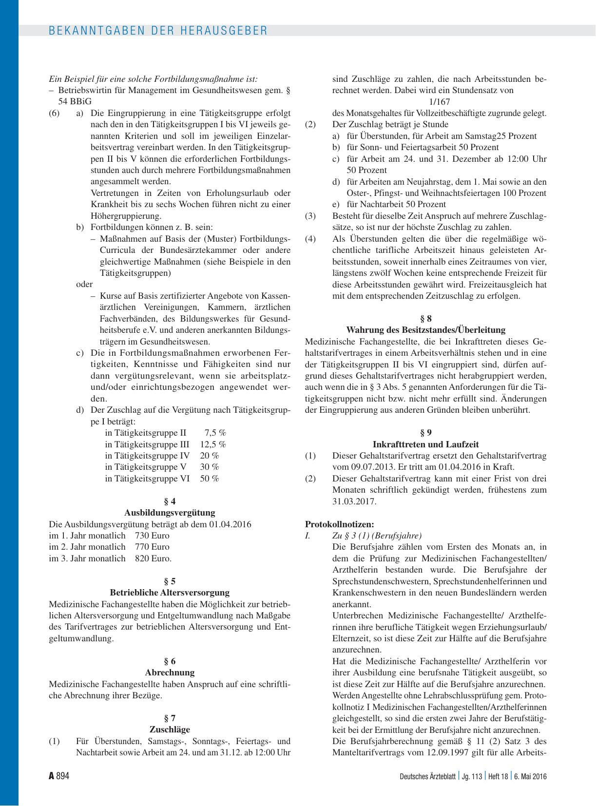 Vorschauseite 3: Gehaltstarifvertrag für Medizinische Fachangestellte/Arzthelferinnen