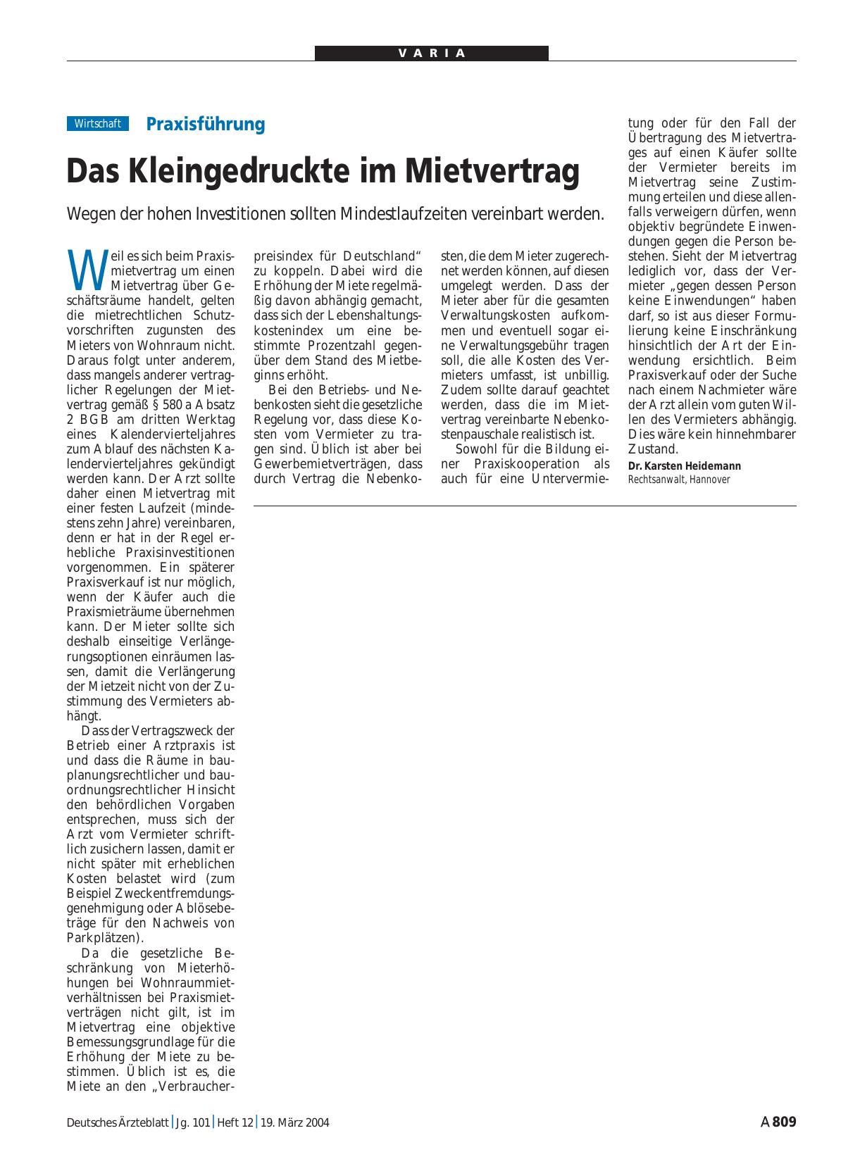 Vorschauseite 1: Praxisführung: Das Kleingedruckte im Mietvertrag