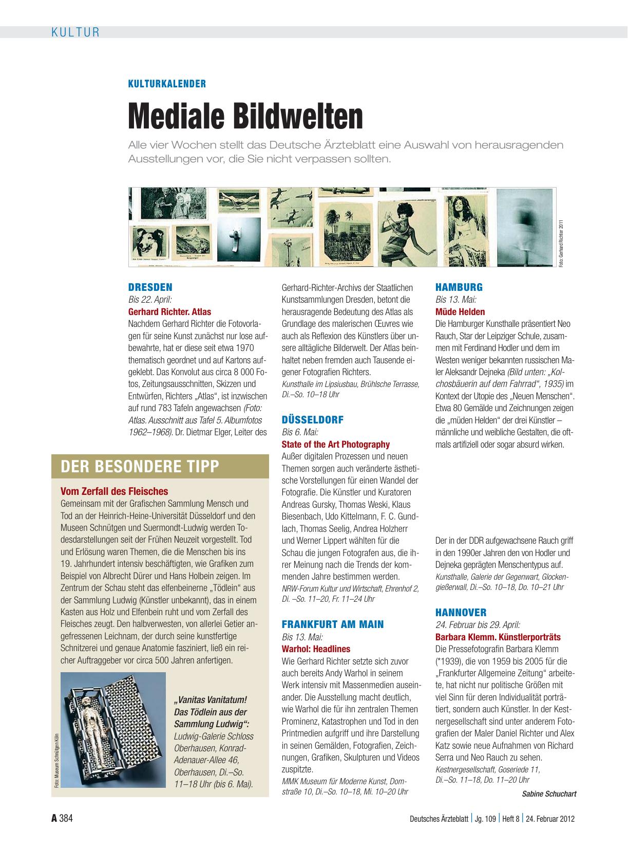 Vorschauseite 1: Kulturkalender: Mediale Bildwelten
