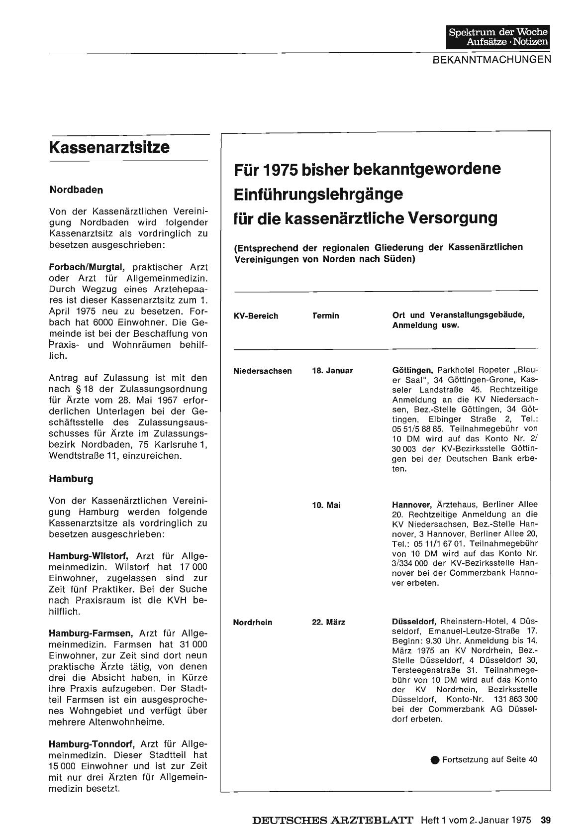 Vorschauseite 1: Kassenarztsitze