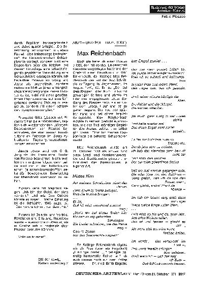 Vorschauseite 1: Arzt— und Poet dazu (LXXI): Max Reichenbach