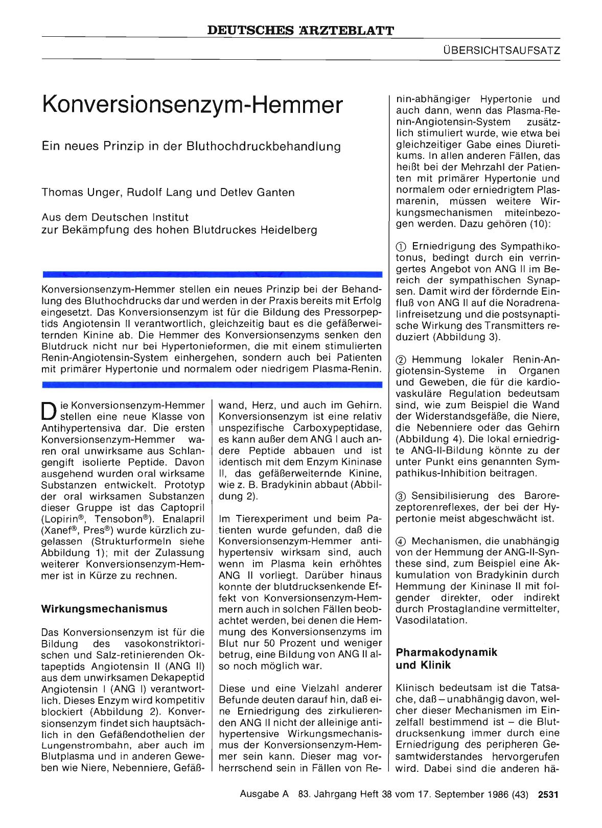 Vorschauseite 1: Konversionsenzym-Hemmer