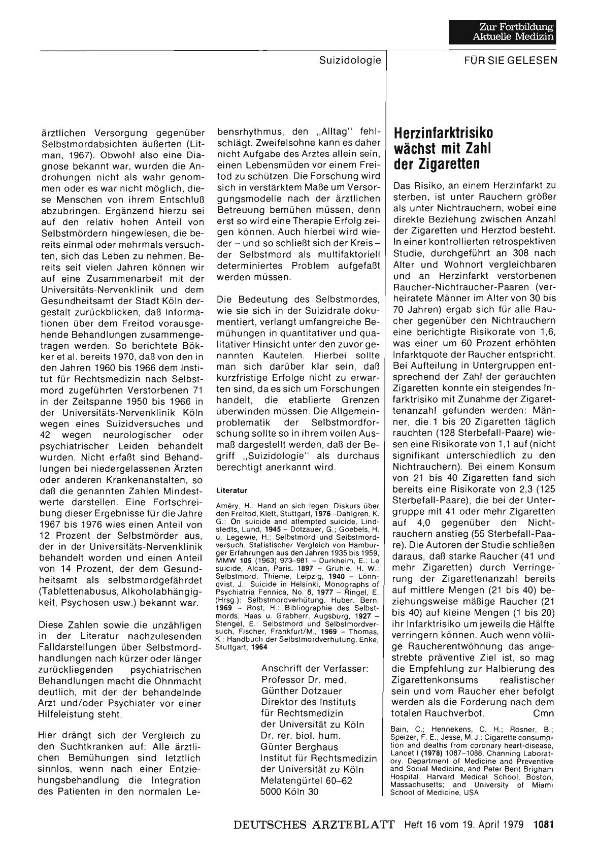 Vorschauseite 1: Herzinfarktrisiko wächst mit Zahl der Zigarette