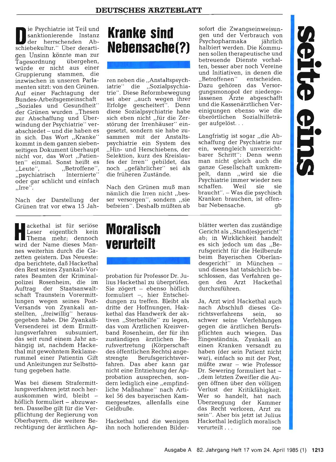 Vorschauseite 1: Kranke sind Nebensache(? )