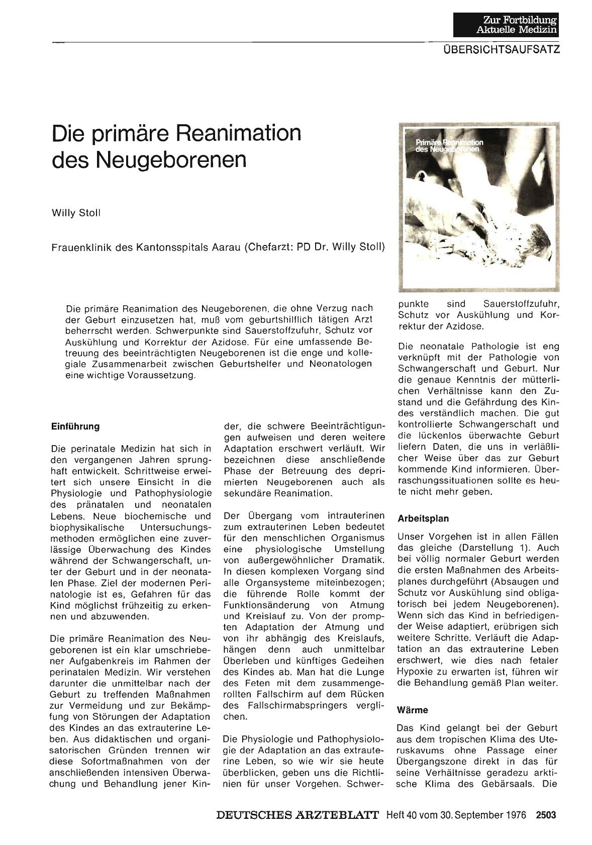 Vorschauseite 1: Die primäre Reanimation des Neugeborenen